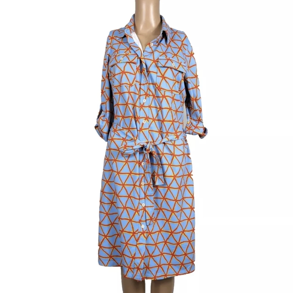 J. McLaughlin belted roll tab sleeves shift dress size S